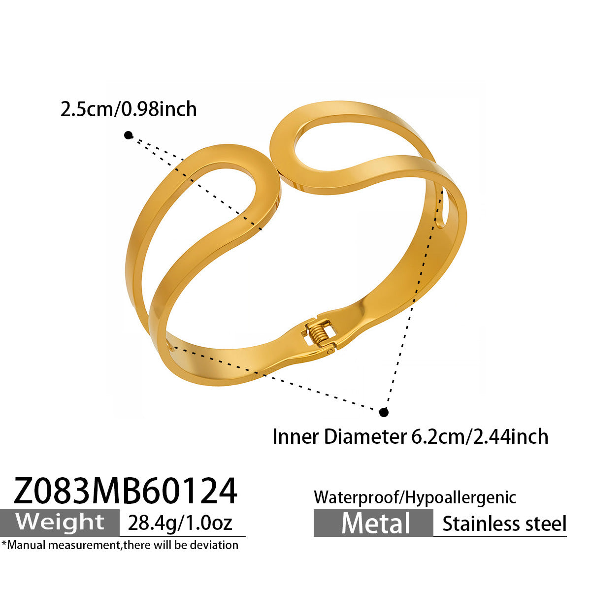 316L Stainless Steel 18K Gold PVD Minimalist Geometric Bracelet