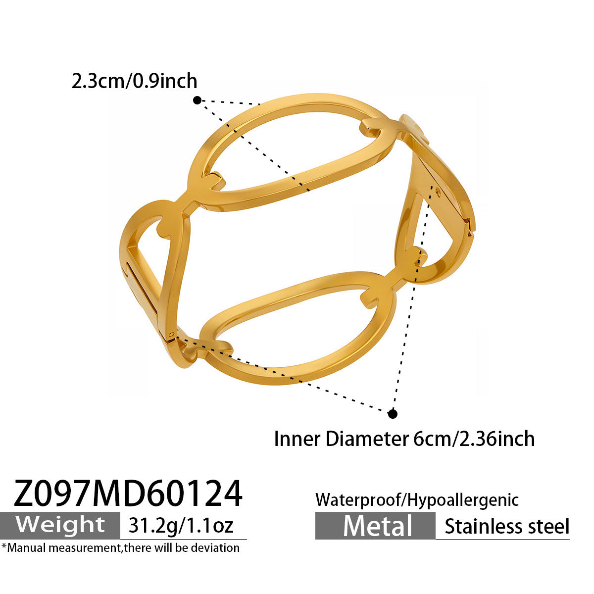 316L Stainless Steel 18K Gold PVD Minimalist Geometric Bracelet