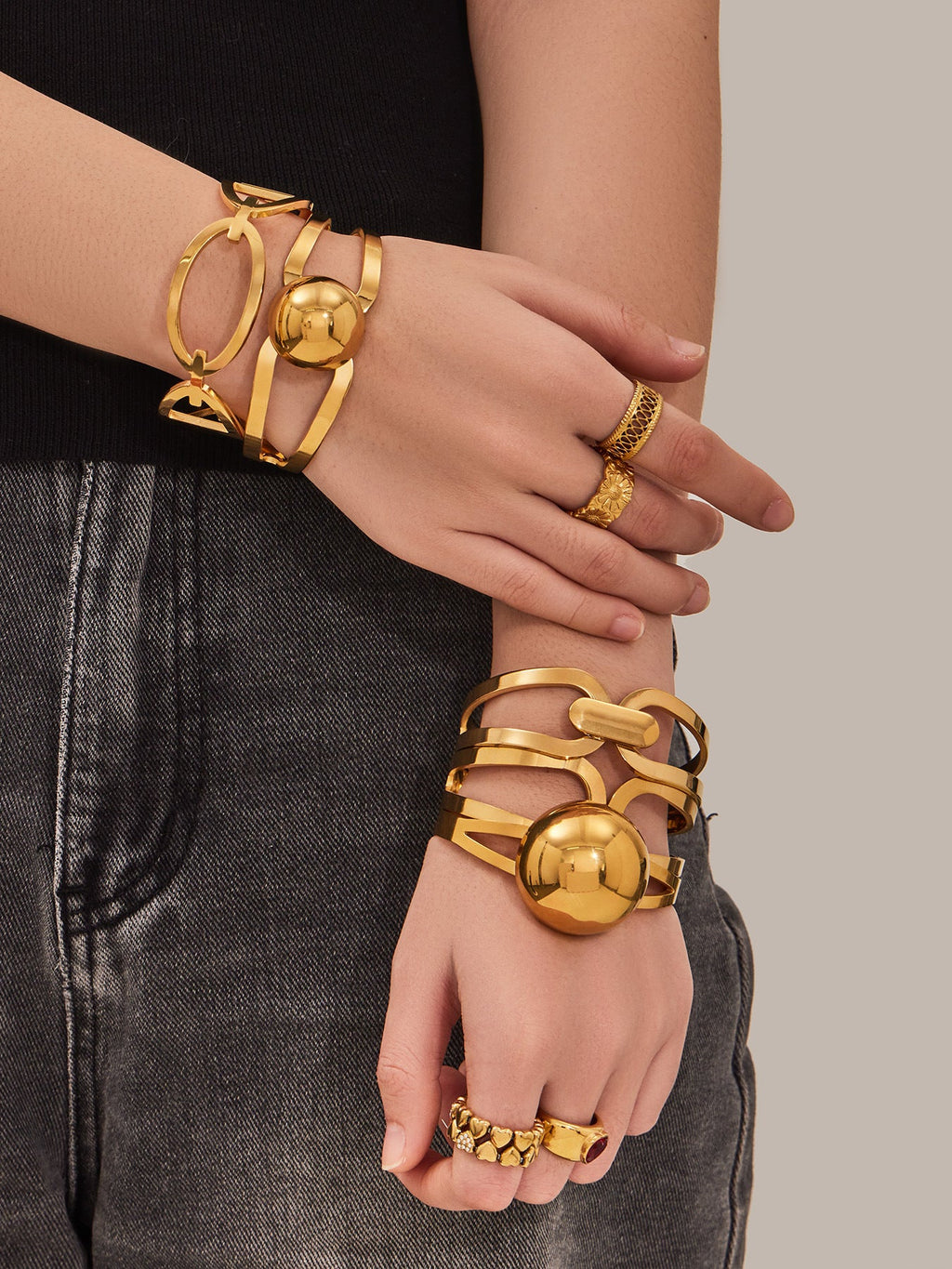 316L Stainless Steel 18K Gold PVD Minimalist Geometric Bracelet