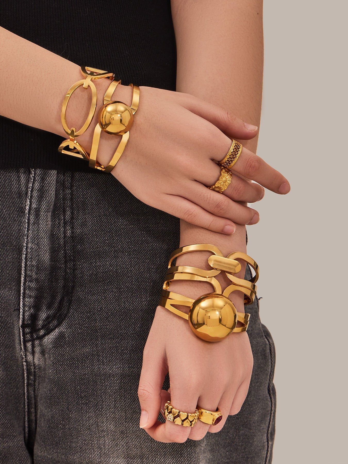 316L Stainless Steel 18K Gold PVD Minimalist Geometric Bracelet