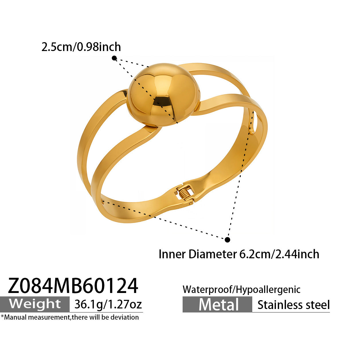 316L Stainless Steel 18K Gold PVD Minimalist Geometric Bracelet