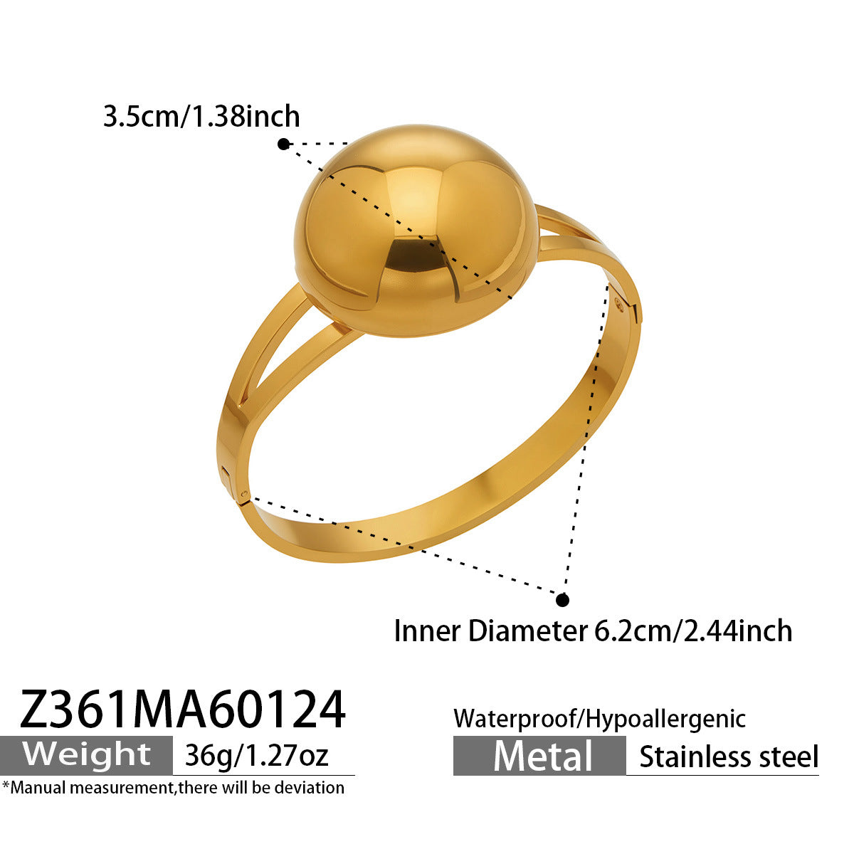 316L Stainless Steel 18K Gold PVD Minimalist Geometric Bracelet