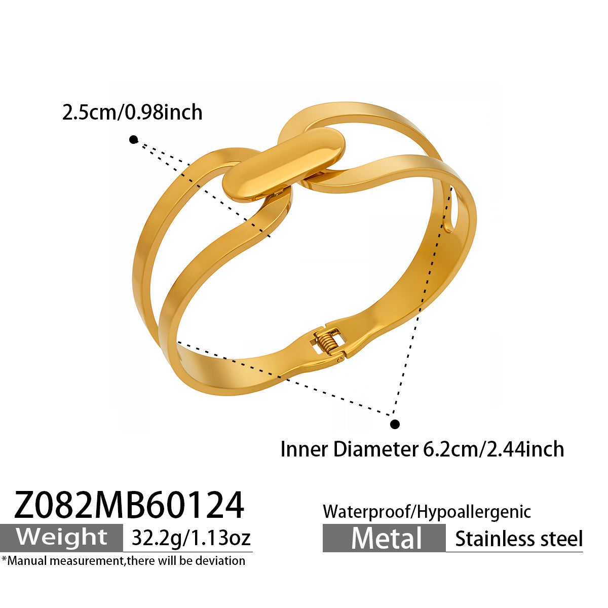 316L Stainless Steel 18K Gold PVD Minimalist Geometric Bracelet