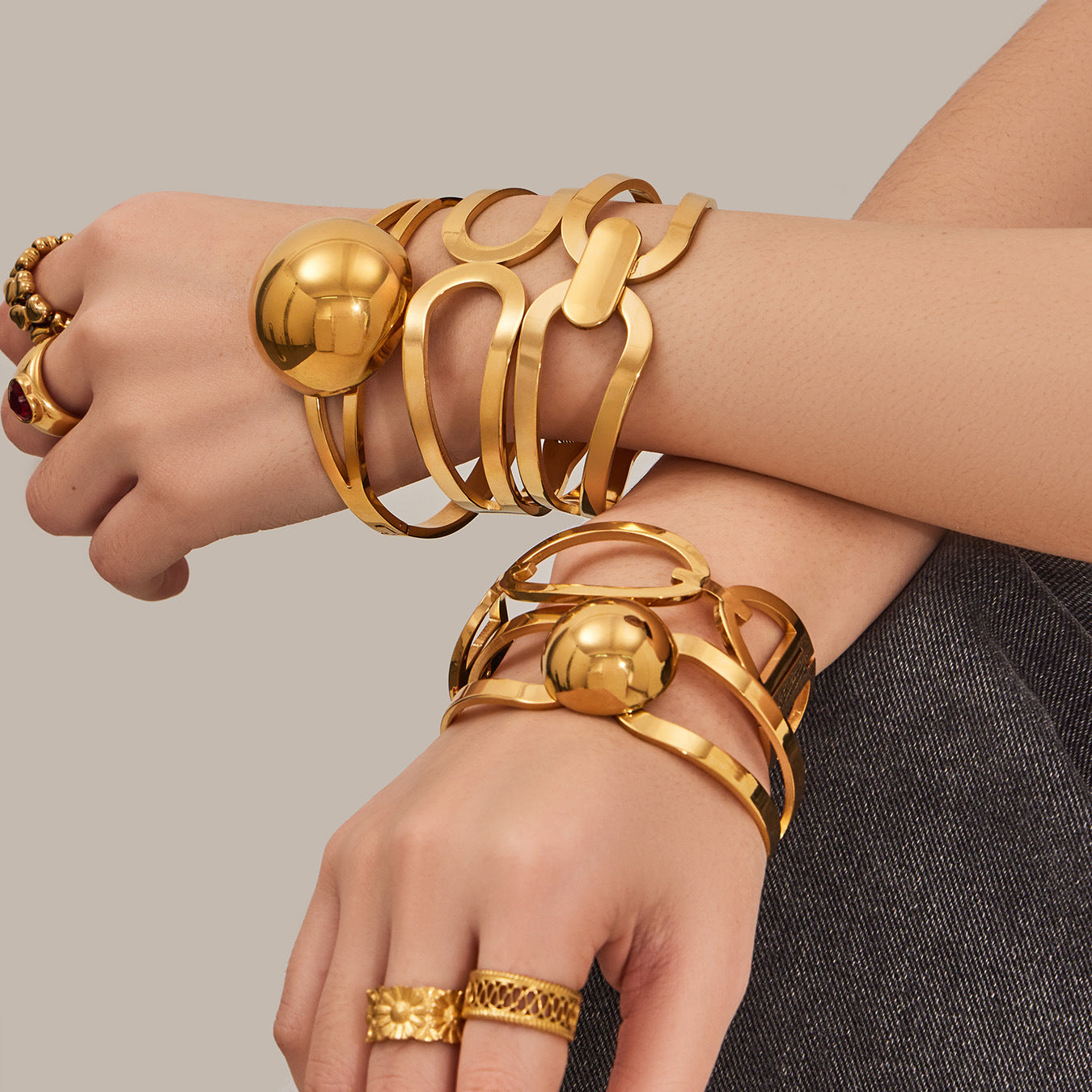 316L Stainless Steel 18K Gold PVD Minimalist Geometric Bracelet