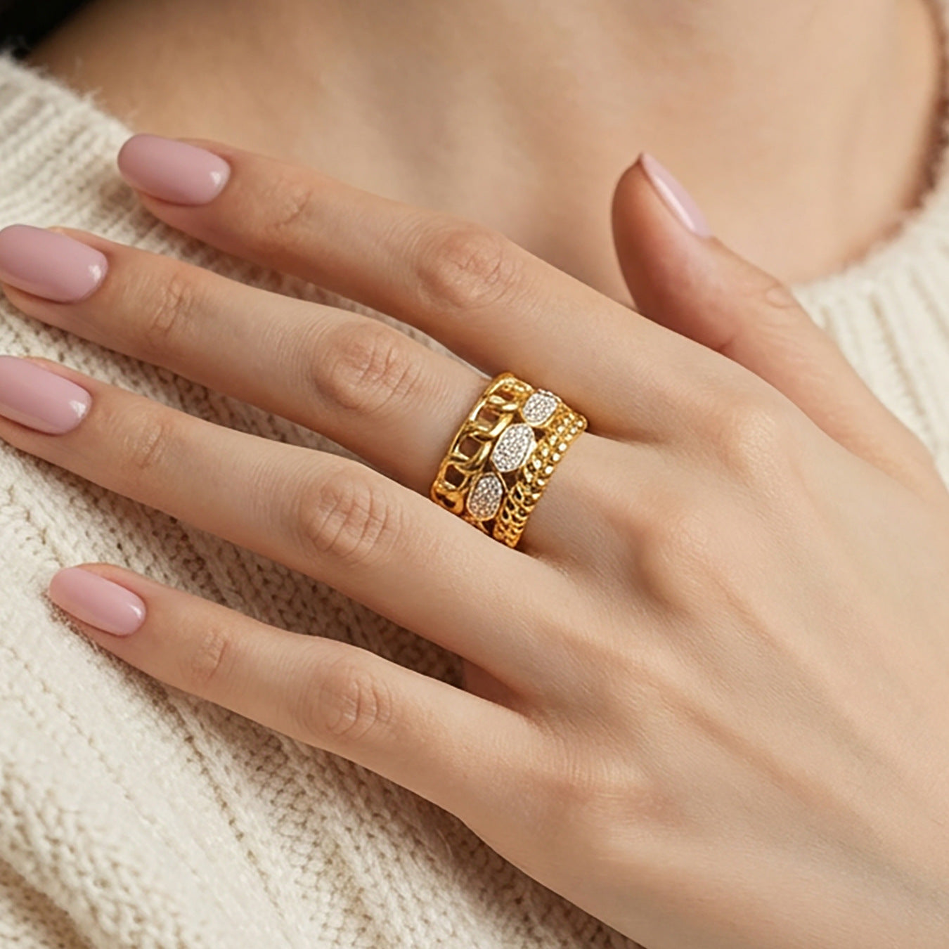 Pavé CZ Gold Ring