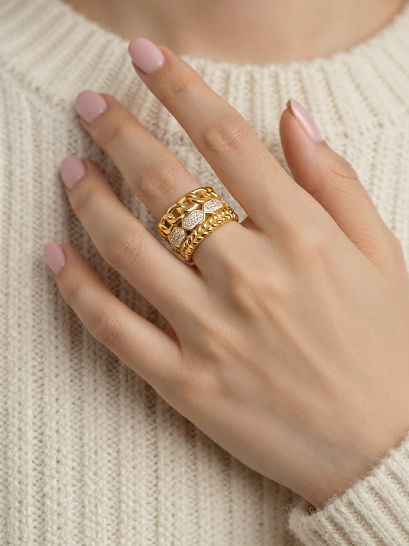 Pavé CZ Gold Ring