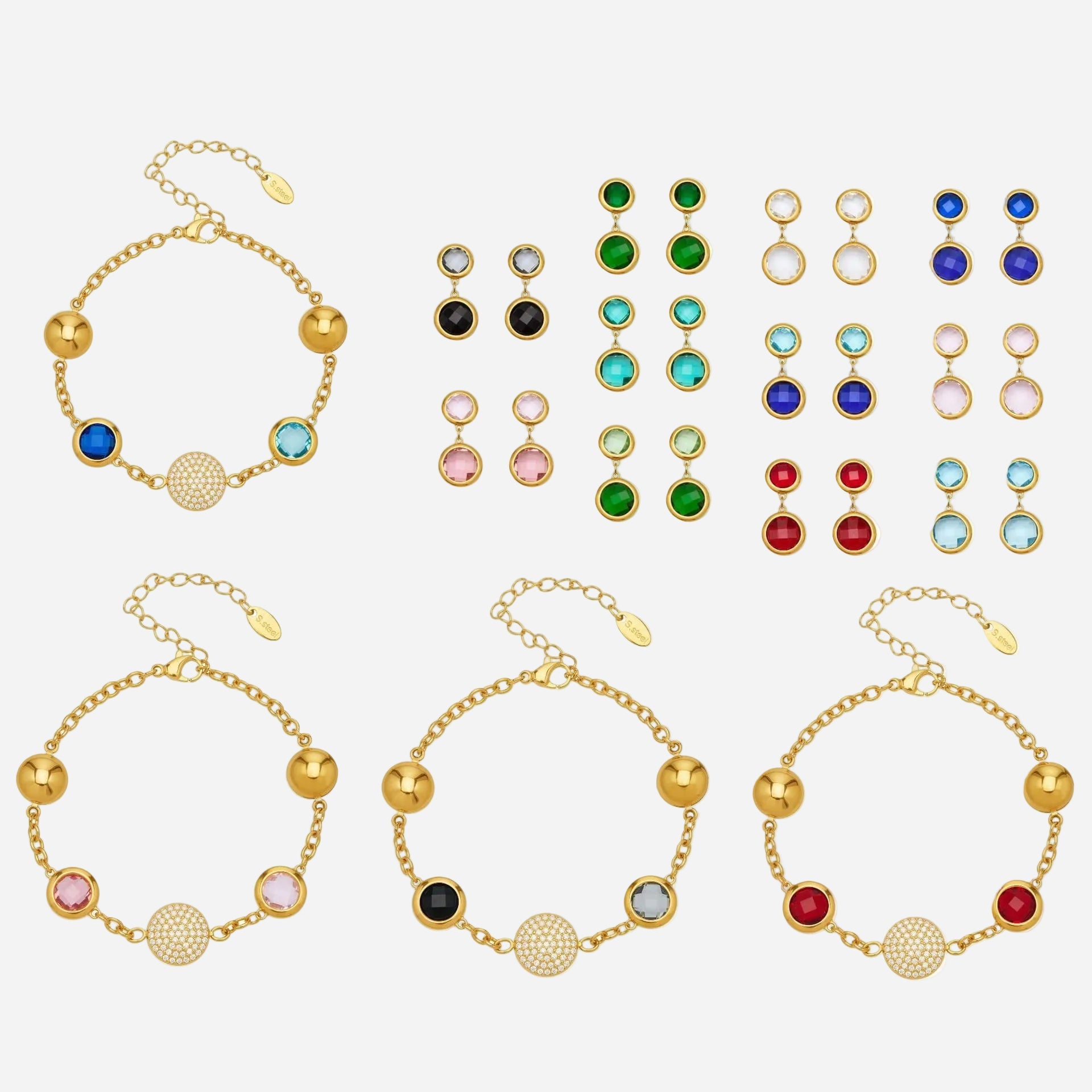 Round Bezel CZ Jewelry Set