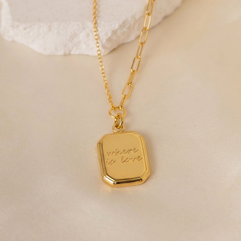 "Where Is Love" Tag Pendant Necklace